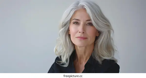 portrait of a beautiful woman with gray hair
