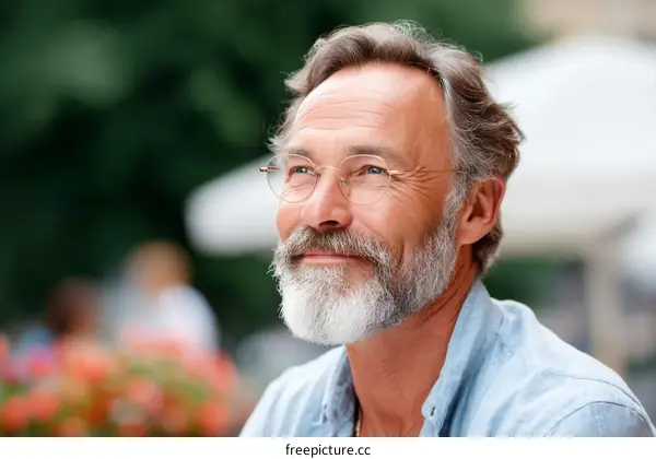 Smiling Senior Caucasian Man Outdoors