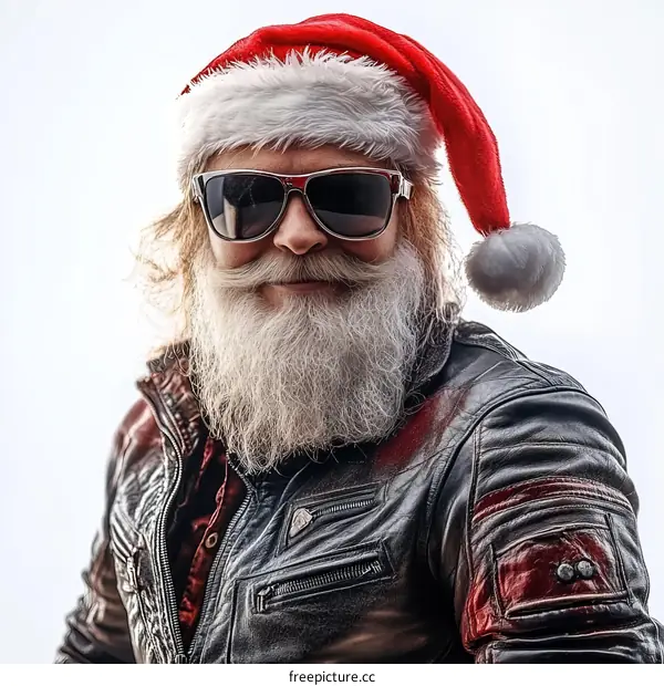 Cool Santa Claus in Leather Jacket