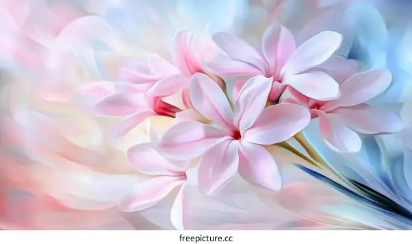 Delicate Pink Floral Illustration with Abstract Background