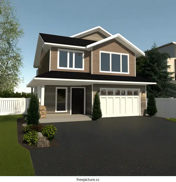 Modern Two Story House Exterior Design with Garage
