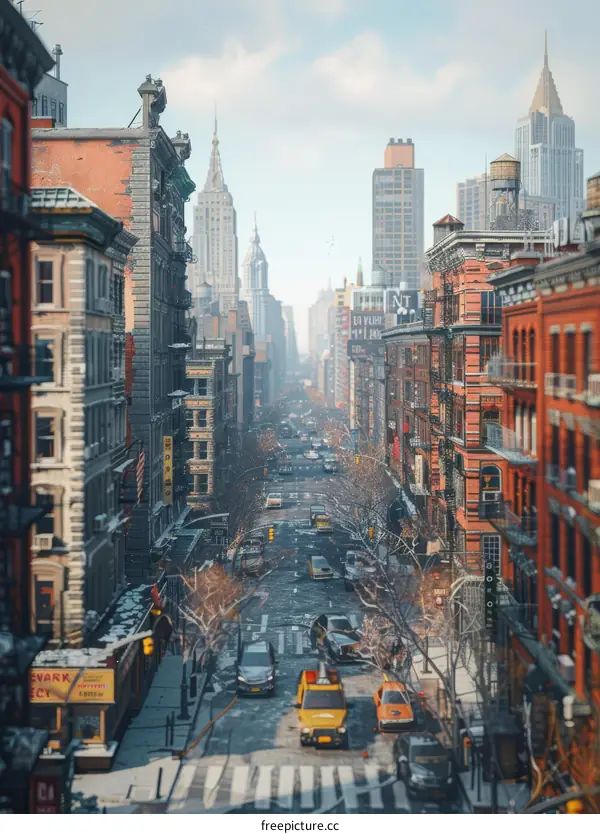 Snowy City Street View Illustration