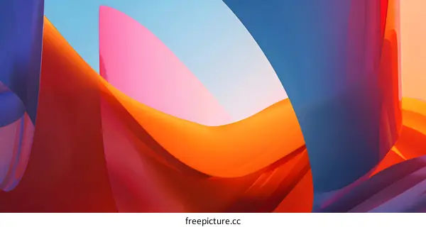 Abstract 3D Art with Curved Shapes and Vibrant Colors