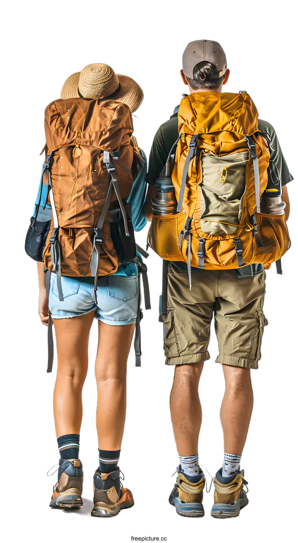[Transparent Background PNG]Couple Ready for Adventure Hiking Trip