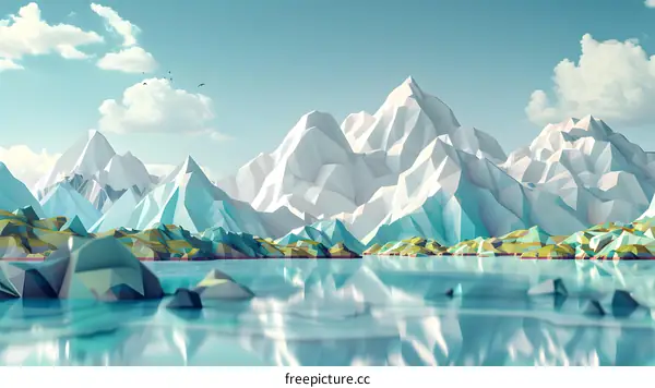 Low Poly Mountain Landscape Illustration