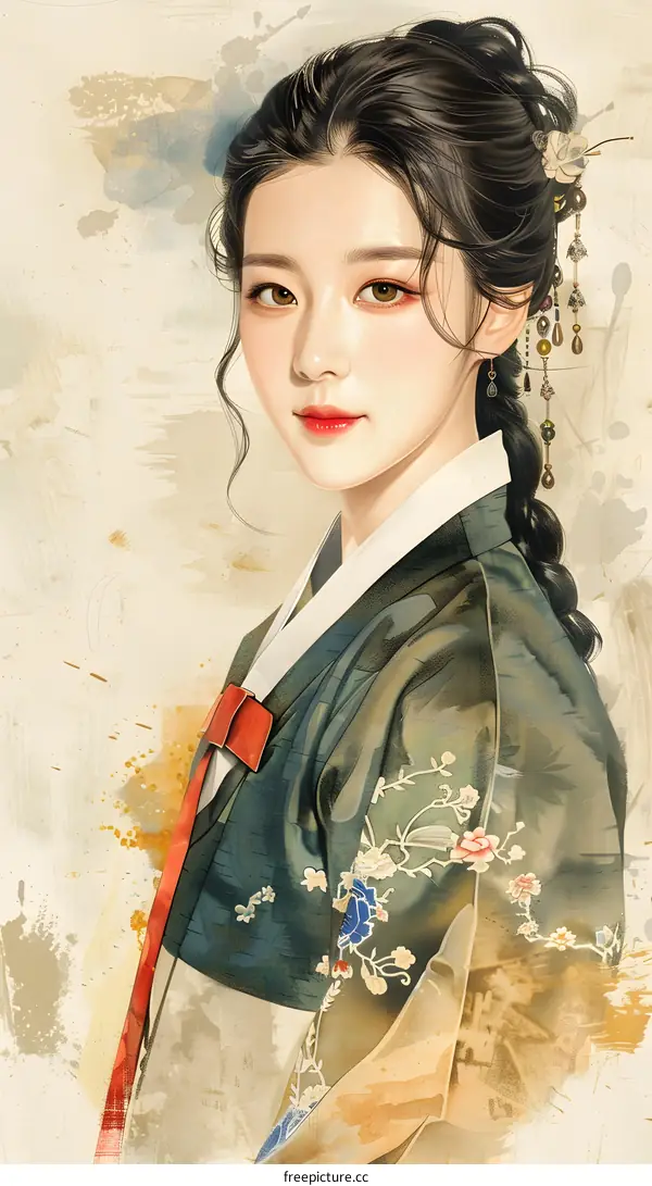 A beautiful Korean woman in traditional dress