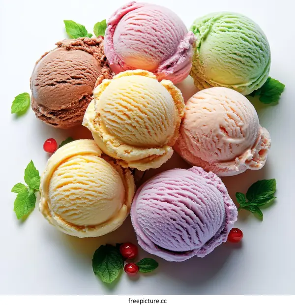Assortment of Colorful Ice Cream Scoops