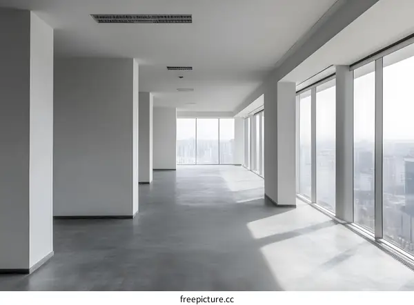 Empty Modern Office Space with City View