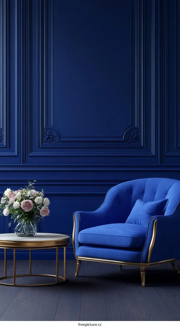 Elegant Blue Living Room Interior Design Illustration