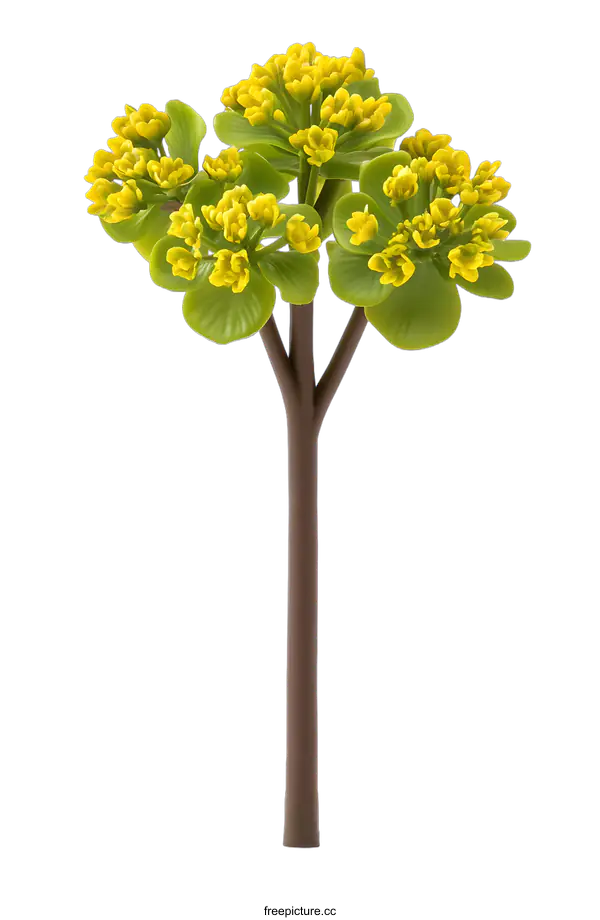 [Transparent Background PNG]Small Decorative Tree with Yellow Flowers and Green Leaves