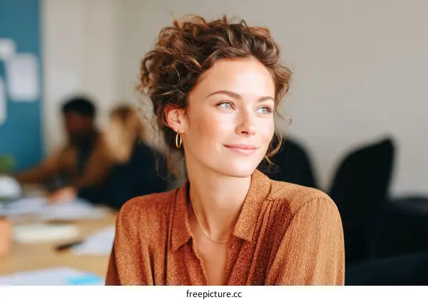Thoughtful Woman in a Modern Office Environment