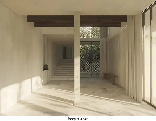 Modern Minimalist Interior Design Home Entryway With Stairs