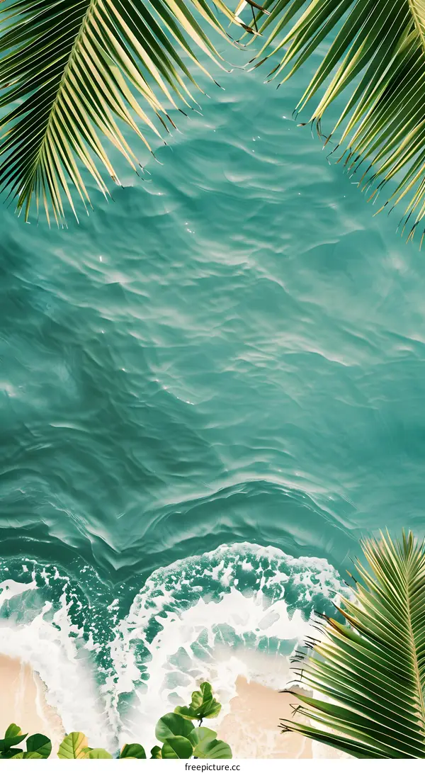 Palm Leaves Over Turquoise Water