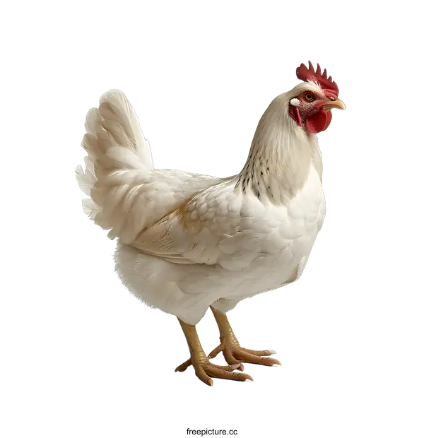 [Transparent Background PNG]A white chicken standing on a white background