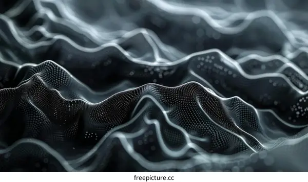 Abstract Black and White Landscape with Fog and Hills