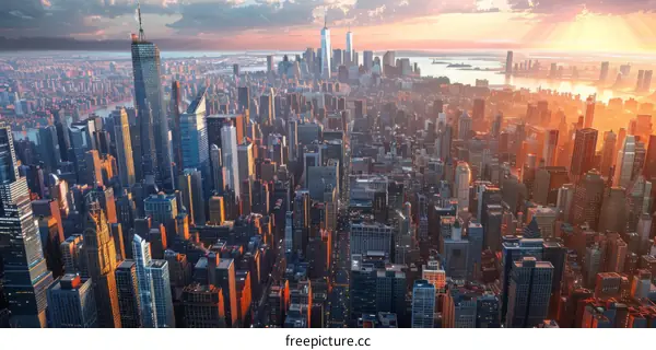 New York City Skyline at Sunset