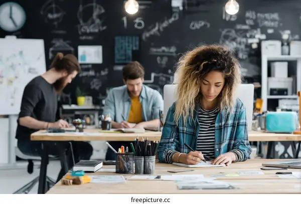 Creative Team Brainstorming Session in Modern Office