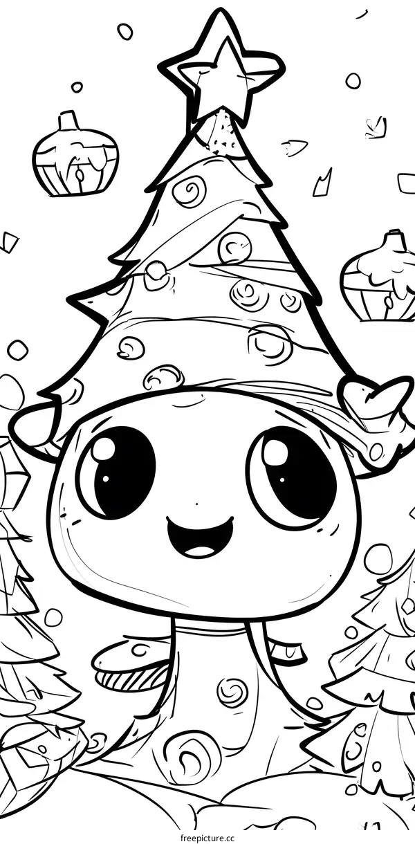 Cute Christmas Tree Character Illustration