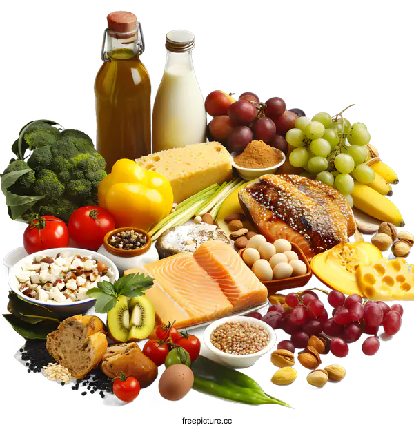 [Transparent Background PNG]Healthy Food Group Arrangement With White Background
