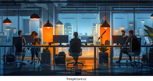 Colleagues working together in a modern office