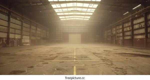 Spacious Empty Warehouse Interior with High Ceiling