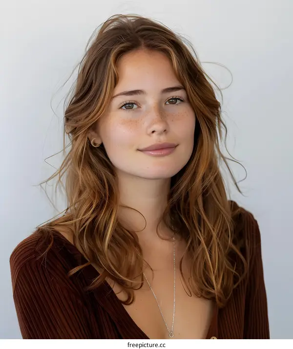 portrait of a young woman with freckles