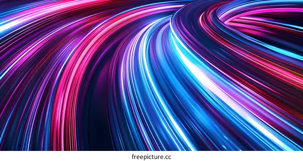 Abstract Neon Light Trails Background