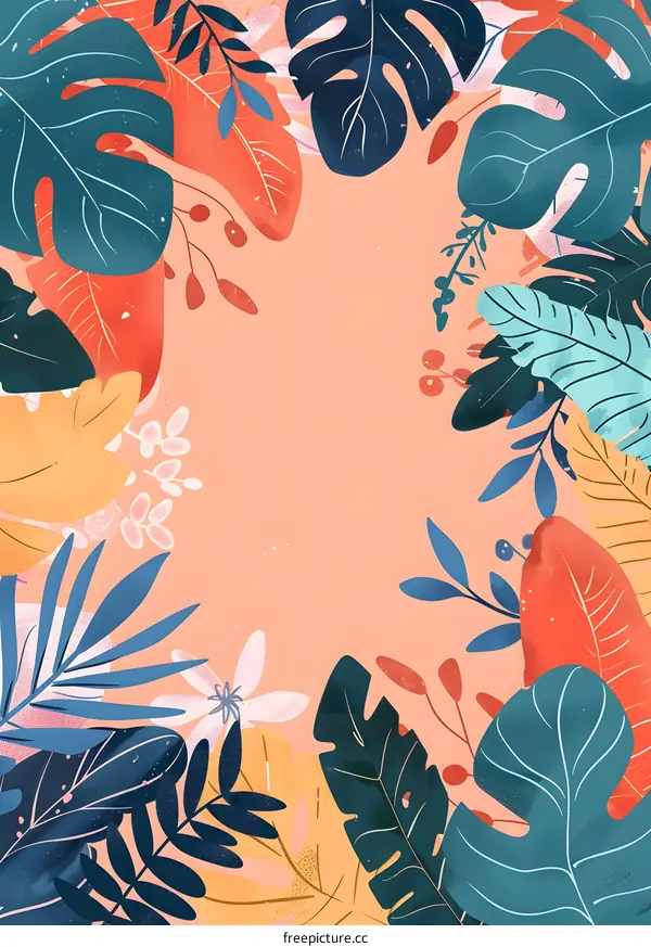 Tropical Leaves Pattern Background Illustration