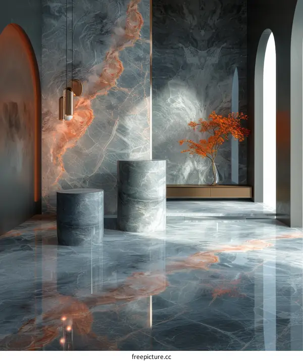Modern Interior Design with Exquisite Marble Flooring