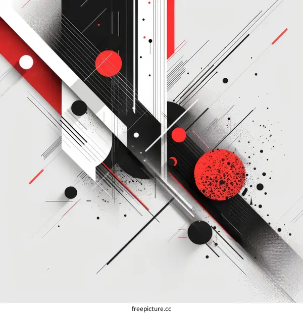 Abstract Geometric Shapes in Black, Red, and White