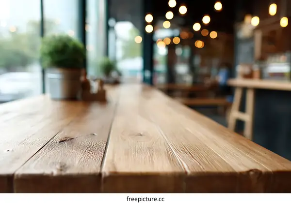 Wooden Table in a Cafe