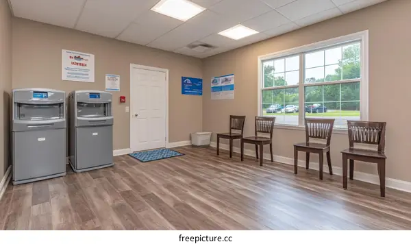 Modern Waiting Area with Water Dispensers