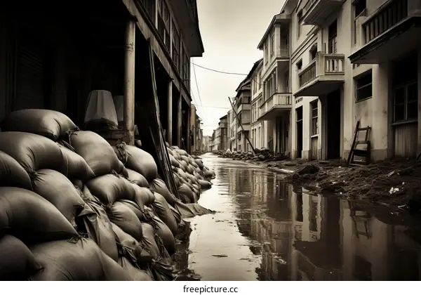 Flooding in the streets of a city