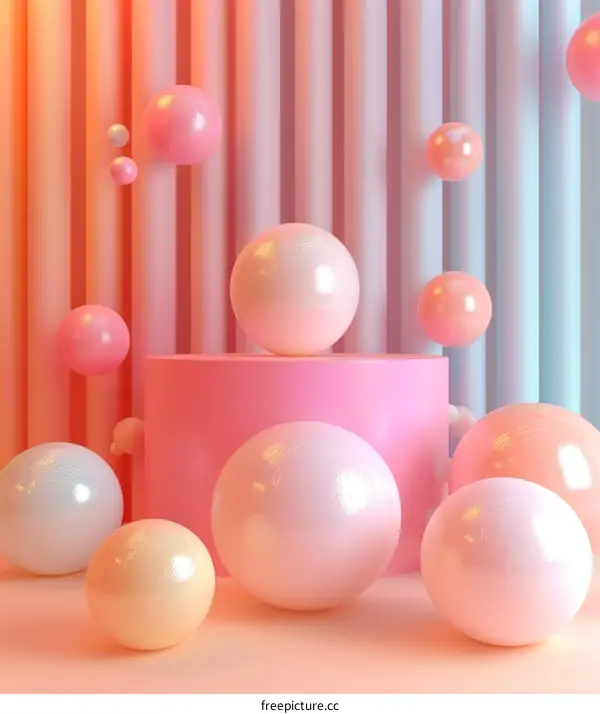 Pastel Pink and Blue Podium with Balls