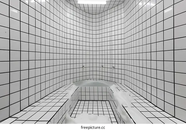 White Tile Bathroom with Soaking Tub