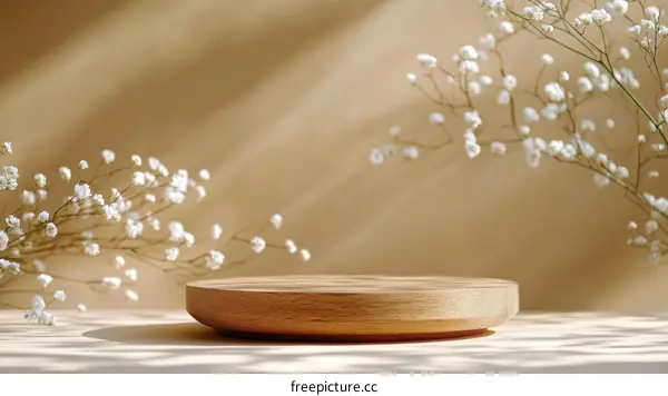 Wooden Display Stand with Floral Decor