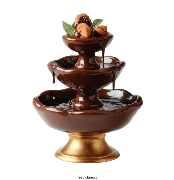 [Transparent Background PNG]Chocolate Fountain with Cookies and Mint