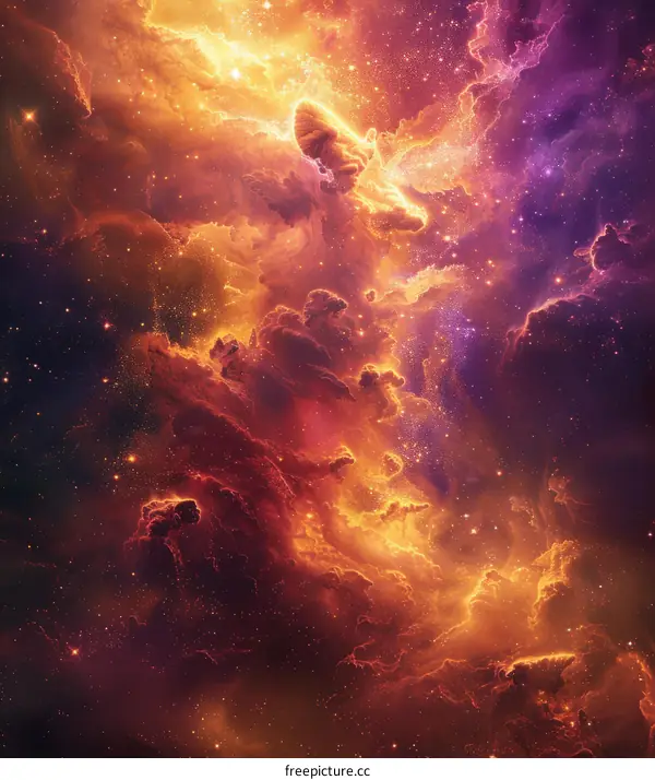 Amazing Space Nebula with Glowing Stars and Colorful Dust