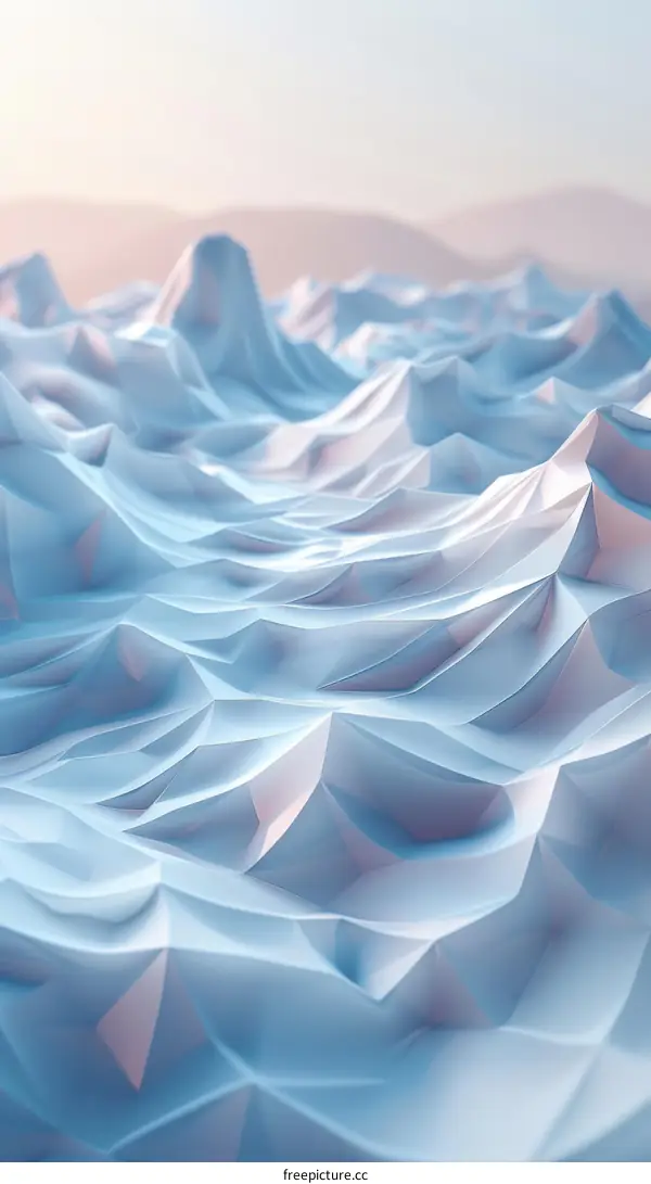 3D rendering of a mountainous landscape with a pink sky