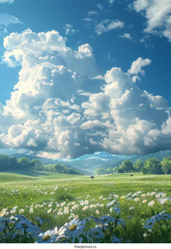 Spring Meadow with Majestic Cloudscape