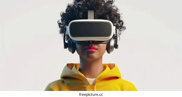 Black woman wearing virtual reality headset