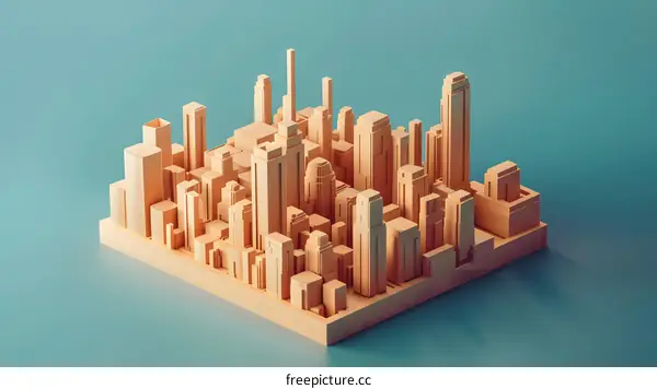 Minimalist Cityscape 3D Rendering