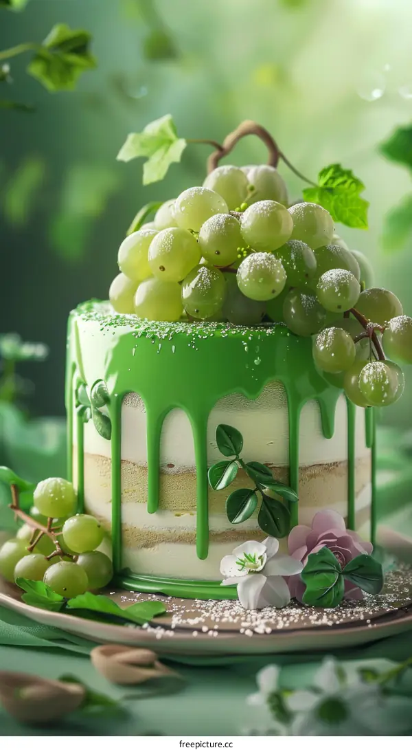 Green Cake and Grapes
