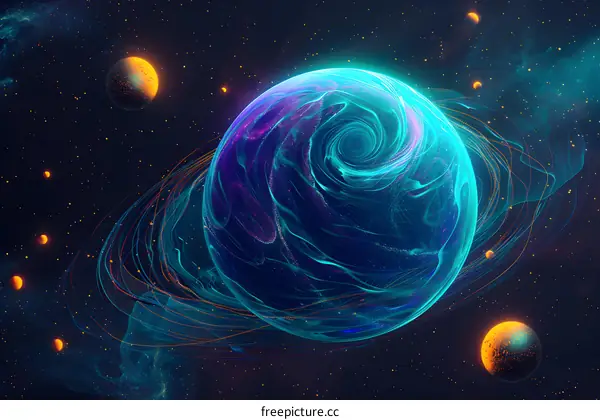 Glowing Planet in Deep Space