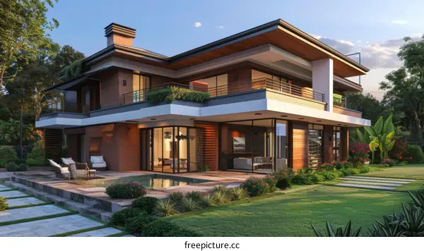 Modern Villa Exterior Design Illustration