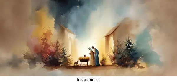 The Nativity Scene Illustration