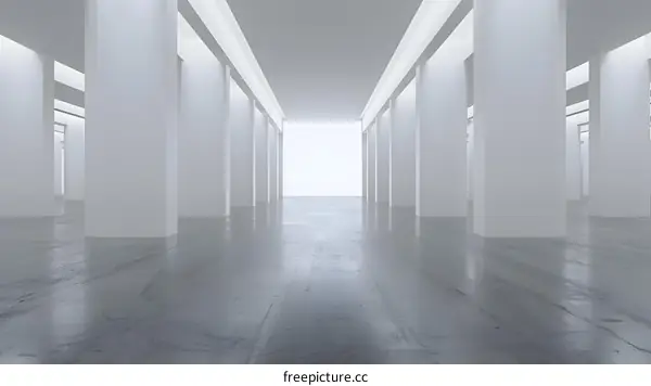 Modern Architecture Empty White Hallway