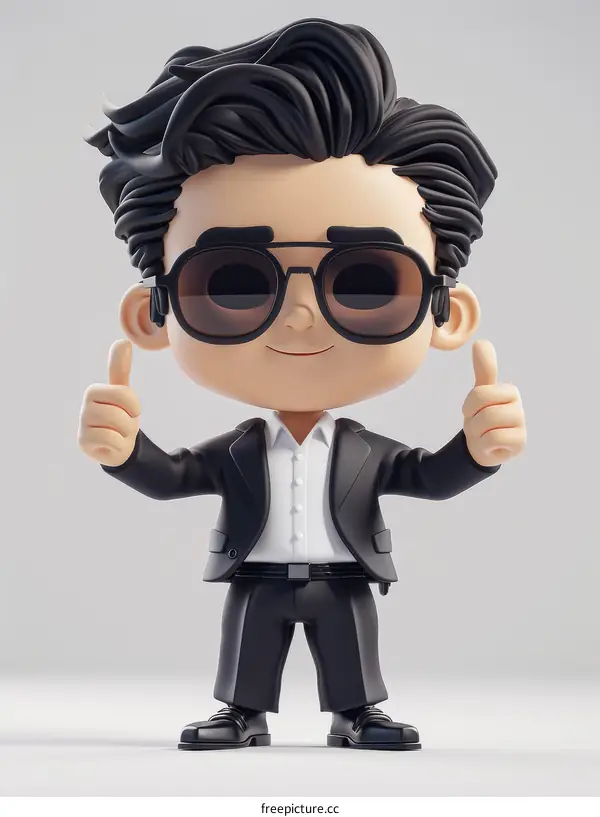 3D cartoon character of a businessman giving a thumbs up