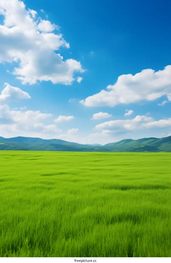 Vast Green Meadow Under a Blue Sky