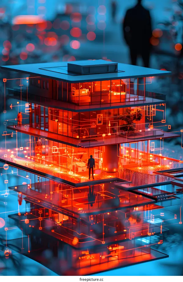 Smart Home Design With Futuristic Architecture And Red Lights